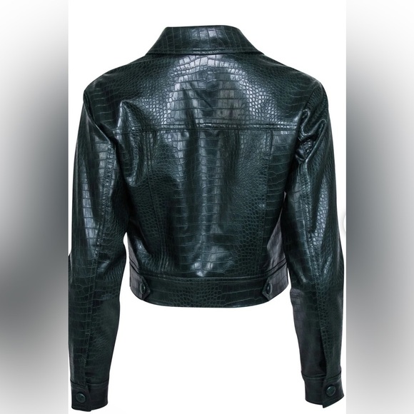 Veronica Beard Hendrix croc embossed faux leather Jacket - Picture 4 of 8